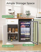 Coffee Bar Cabinet with Fridge Space, Bar Cabinet for Mini Fridge, Wine & Liquor Cabinet with Drawer and Storage, Modern Buffet Sideboard for Living Room, Dining Room or Home Bar, White