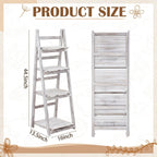 Sintuff White Wooden 4-tier Foldable Ladder Shelf, Sturdy Dessert & Snack Display Stand for Birthday Party & Wedding, Indoor Stand Corner Storage Bookshelf, Rustic Storage Rack, No Tool Assembly