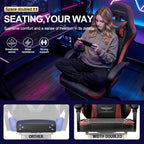 Ergonomic Gaming Chair with Retractable Footrest, High Back Video Game Chairs Computer Gaming Chairs with Headrest and Lumbar Support 400 lbs Linked Armrests Adult Chair (Black Red)