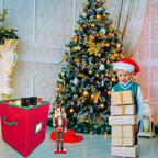 Large Christmas Nutcracker Storage Container with Adjustable Dividers，16.5in Tall Xmas Ornament Storage Box Can Hold 9 Nutcracker & Figurine for Holiday Decor Storage