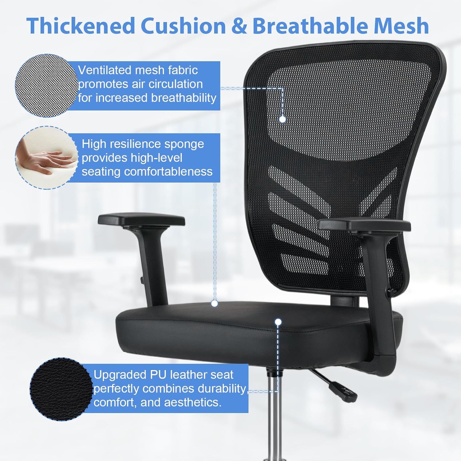COSTWAY Tall Office Chair, Ergonomic Mesh Back Counter Height Standing Desk Chair w/Adjustable Footrest & Armrests, Rolling Height Adjustable Computer Drafting Chair for Home Office, Black