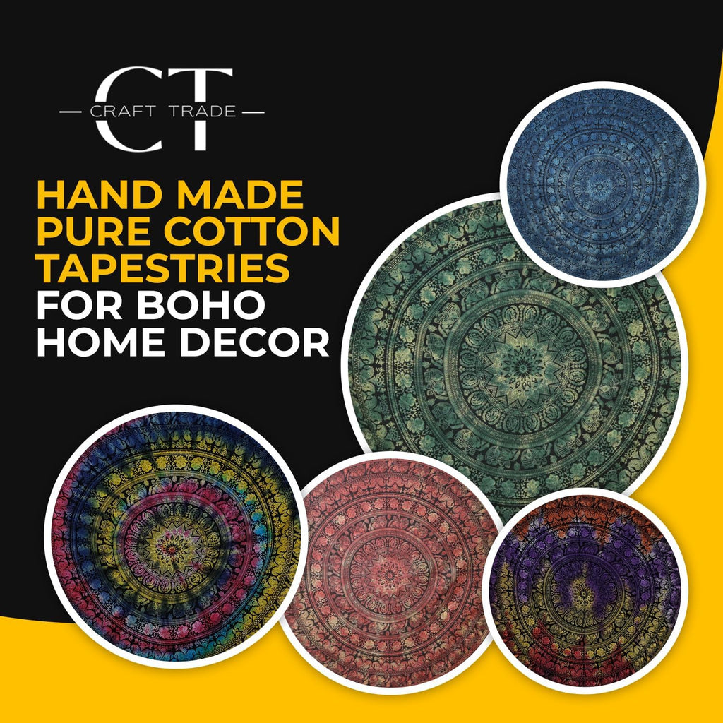 Craft Trade Indian Cotton Mandala Wall Hanging Tapestry for Aesthetic Boho Hippie Living Room, Meditation & Bedroom Décor - Green - 54x84 Inches