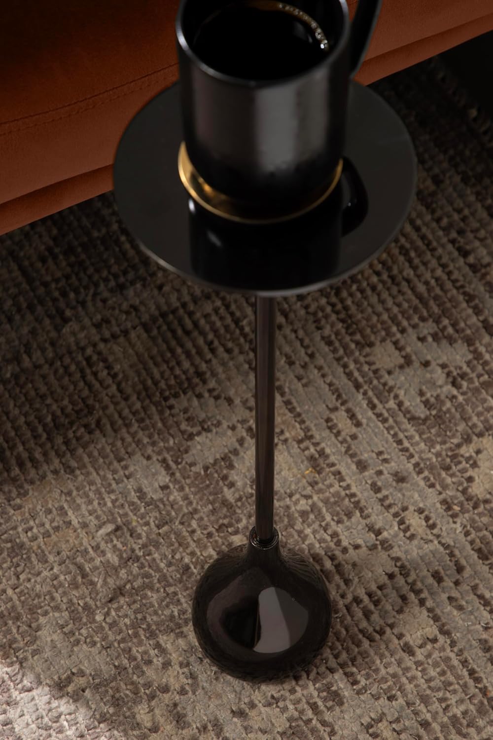 Kate and Laurel Hersi Decorative Modern Pedestal Drink Table, 7 x 7 x 20, Dark Brown, Cast Aluminum Mini Table with Teardrop Base for Use as Small Plant Stand or Living Room Martini Table