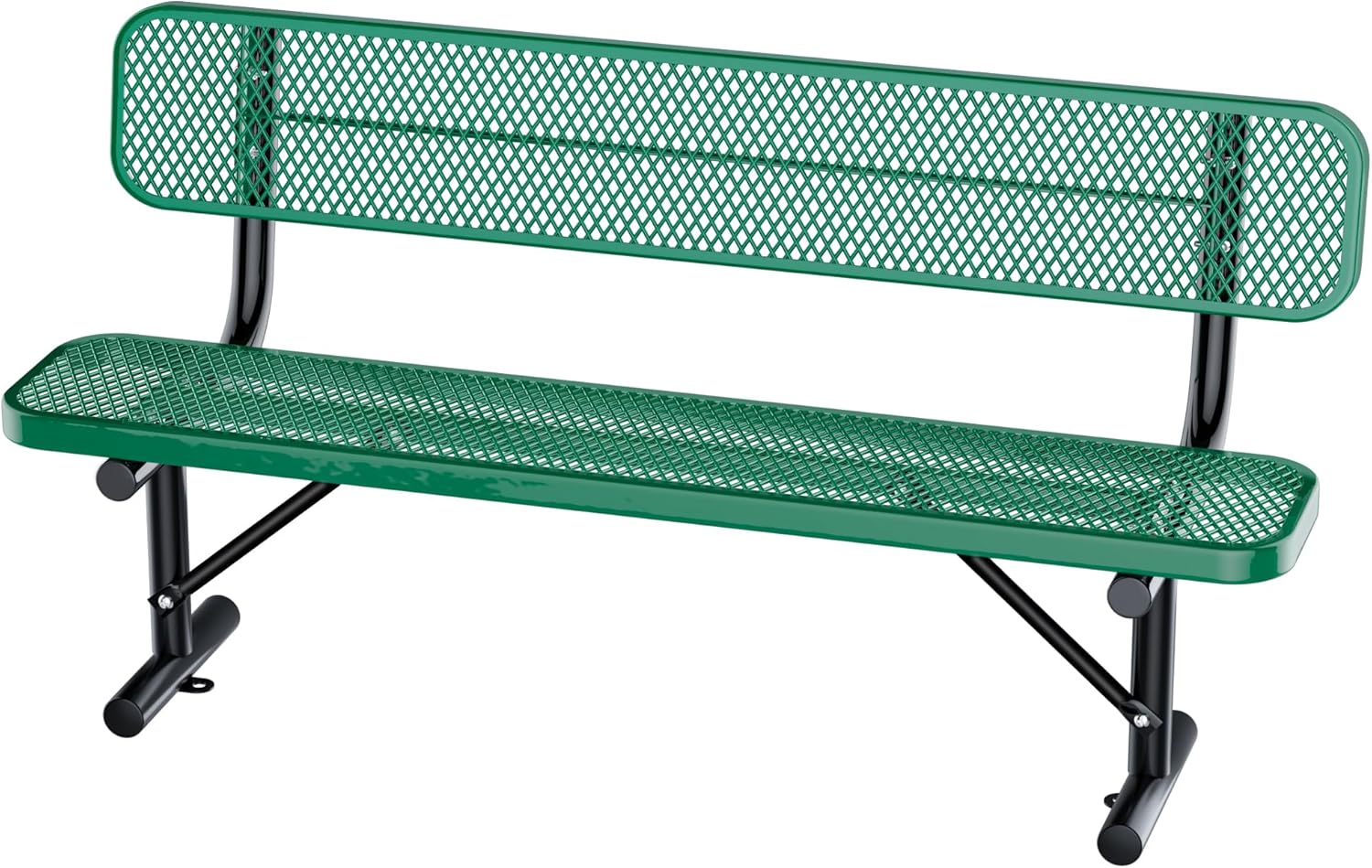 6FT/72INCH Heavy Duty Metal Park Bench for Outside, Outdoor Garden Benches with Backrest & Portable Frame, Expanded Metal Mesh Bench for Shopping Malls, Lawn, Park, Deck, Patio, Porch, Green