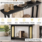 Black Console Table, 55‘’ Wood Entryway Table Narrow Sofa Tables Hallway Tables for Living Room, Entryway, Foyer