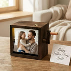 Custom Flip Photo Book, Personalized 8 or 16 Photo Flip Box Frame Animation Machine, Custom Hand-crank Flipbook Box Album with Light, Music, Gifts for Father’s Day Birthday
