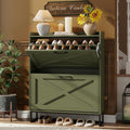 Maupvit Shoe Storage Cabinet with 2 Flip Drawers, Freestanding Shoe Organizer with Metal Legs for Entryway, Narrow Shoe Rack Cabinet, Green