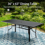 Trevero 7 Pieces Outdoor Dining Table 63"x36", Rectangle Patio Dining Table and Chairs with Stable Metal Frame for Garden, Backyard and Porch, Umbrella Hole Design, Suitable for 6 People
