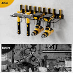 POKIPO Power Tool Organizer, Drill Holder Wall Mount, Heavy Duty Garage Tool Organizer and Storage, Suitable Tool Rack for Tool Room, Workshop, Garage (Black-1 Tirer) (Pack of 2)