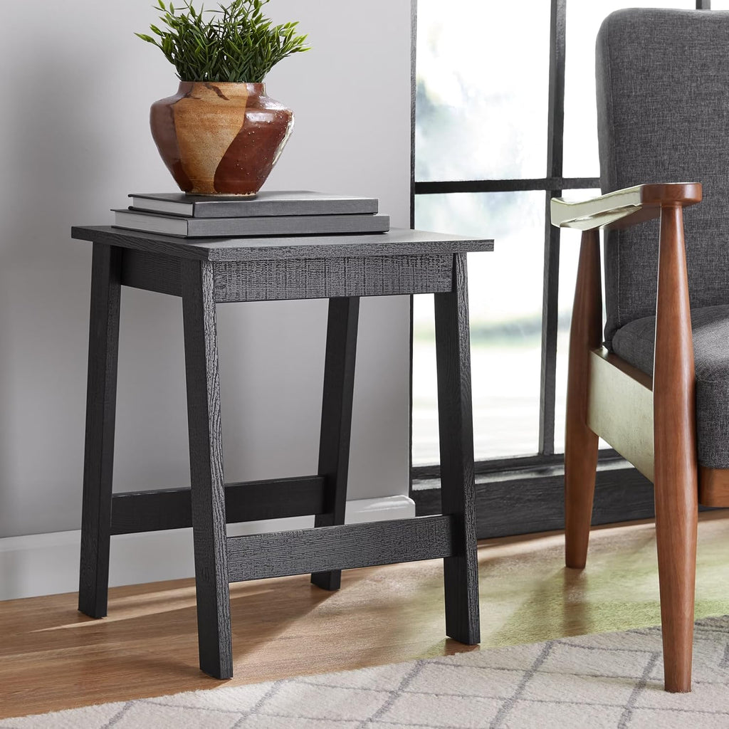 Side Table in Black, Wood End Table for Living Room, Bedroom, Hallway, Modern Style with Spacious Top Surface