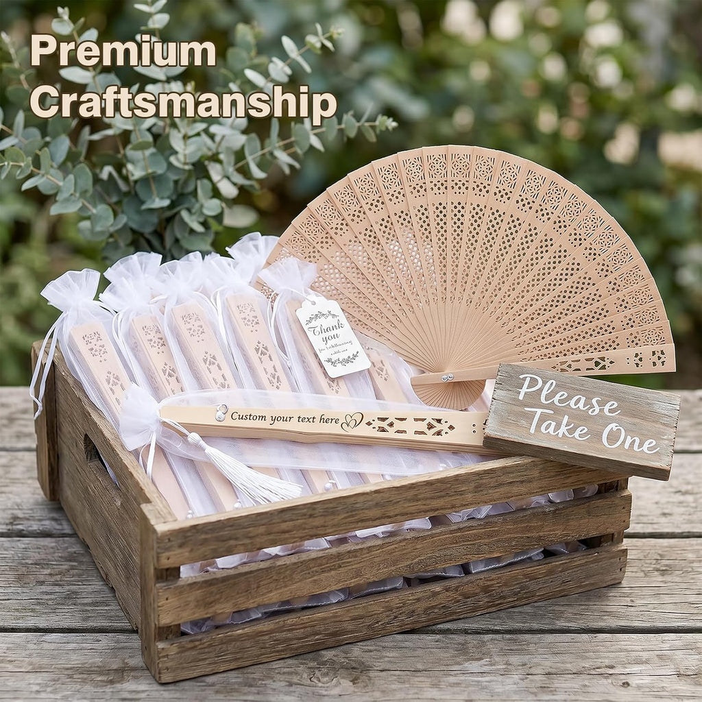 Personalized Handheld Fan Foldable Custom Fans for Wedding Guests Custom Wooden Fan Bulk with Engraved Text Tassel Yarn Bag Personalized Beach Wedding Fans Favors Gifts for Guests Friends (30)