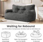 59" Bean Bag Chair,2 Seat Loveseat Sofa,Corduroy Lazy Sofa Bed for Adults,Fit Living Room, Bedroom,Outdoor Spaces,Ultra Soft Dutch Velvet,Fluffy Comfort Cover,Grey