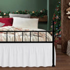 Biscaynebay Wrap Around Bed Skirts with Split Corners for Queen Beds 15" Drop, White Adjustable Elastic Dust Ruffles Easy Fit Wrinkle Resistant Silky Luxurious Fabric Machine Washable