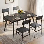 Gizoon Dining Table Set for 4, Modern Kitchen Table with Chairs, Black | Wood Top & Upholstered Chairs, 5-Piece Set for Apartment and Small Spaces, Comedor de 4 Sillas y Mesa