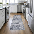 2'x6' Runner Rug Washable Rug: Modern Abstract Soft Thin Runner Rug Grey