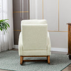 Modern Rocking Chair, Oversized Glider Recliner with High Backrest & Side Pocket, Upholstered Nursery Accent Chair for Living Room, Bedroom, Nursery, Solid Wood Legs (White Teddy)