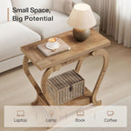 Tribesigns Narrow End Table with Storage, 2-Tier Wooden Side Table for Small Spaces, Slim Nightstand Bedside Table for Living Room & Bedroom, Rustic Brown, 23.6 Inch (1, Brown)