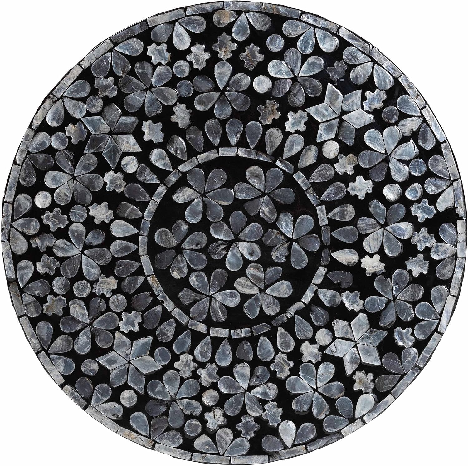 bali & pari Elara Coastal Black and White Mother of Pearl Capiz Shell End Table