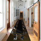 Elegant Black Runner Rug with Geometric Marble & Gold Greek Key Design, Low Pile Non-Slip Hallway Carpet, Washable Kitchen Floor Mat, for Living Room Bedroom Entryway Home Office Decor, 2' x 8'