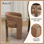 adochr Modern Barrel Dining Chairs Set of 6, Upholstered Linen Dining Room Chair with Wooden Legs, Accent Chairs with Arms, Comfy Side Armchairs for Kitchen/Dining Room/Living Room, Brown