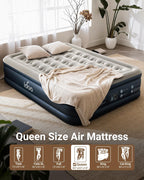 iDOO Queen Air Mattress with Built in Pump, 18 Raised Comfort Inflatable Blow up Mattress, Upgraded Support Structure Portable Air Bed for Camping, Guests and Home, Colchon Inflable, 650lbs Max
