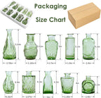Vintage Small Glass Vases Set of 10,Mini Bud Vases for Flowers,Amber Glass Vases for Centerpieces,Wedding Decorations,Home Table Flower Decor (Hunt Green)