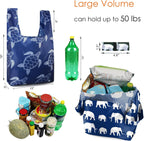 BeeGreen Animal Reusable Grocery Bags Bulk Gifts 12-Pack - Large Tote with Zipper Pouch | Foldable & Washable Polyester Shopping Bags Heavy Duty Animal Lover Gifts Reusable Bag With Handles