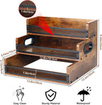 Liquor Bottle Display Shelf, Coffee Syrup Rack Organizer, 3 Step Countertop Liquor Wine Rack, 12 Bottles Coffee Station Organizer with Fences & Handles, Home Retro Bar Shelf Stand for Liquor Whiskey