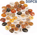 ROCKIMPACT 50PCS Engraved Rocks Different Words Inspirational Stones Bulk Faith Stones Zen Stones Gratitude Rocks Healing Prayer Stones Encouragement Rocks, 2"-3" Each