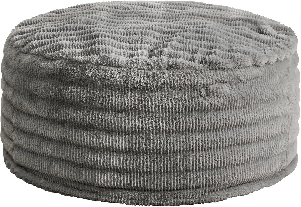 Hobestluk Bean Bag Chairs Beanbag Chair with Filler Adult Bean Bags with Fluffy Ripple Cover, Giant Bean Bag Chairs for Adults (Grey, 3FT - 36" x 36" x 22")