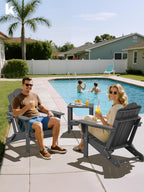 KINGYES Adjustable Folding Adirondack Chair Set of 2, 3-Position Reclining Adirondack Chairs with Cup Holder, HDPE All-Weather Oversized Adirondack for Outdoor, Patio, Backyard Deck, Fire Pit, Gray