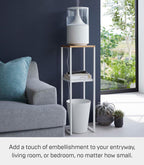 YAMAZAKI Home Tower Two-Tier Display & Corner Storage Shelf, Entryway Or Bedside Console Table for Humidifiers Or Plants, 31.5" - Steel + Wood