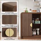 Decofy 55" Buffet Sideboard Cabinet, Mid Century Modern Console Cabinet with Wavy Grain Doors & Adjustable Shelves for Kitchen Cabinets, Living Room, Entryway, Coffee Bar Cabinet, Walnut