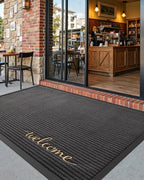 DEXI Front Door Mat Outside Entrance, 2x3 ft Rubber Entry Doormat Heavy Duty, Non Slip Welcome Mats for Inside House Floor Entryway Exterior Patio, Welcome Grey