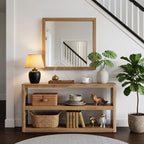 LITTLE TREE 63-Inches Console Table, Modern Sofa Table with 3 Storage Shelves, Narrow Entryway Furniture Living Room, Entrance, Hallway, Foyer, Brown