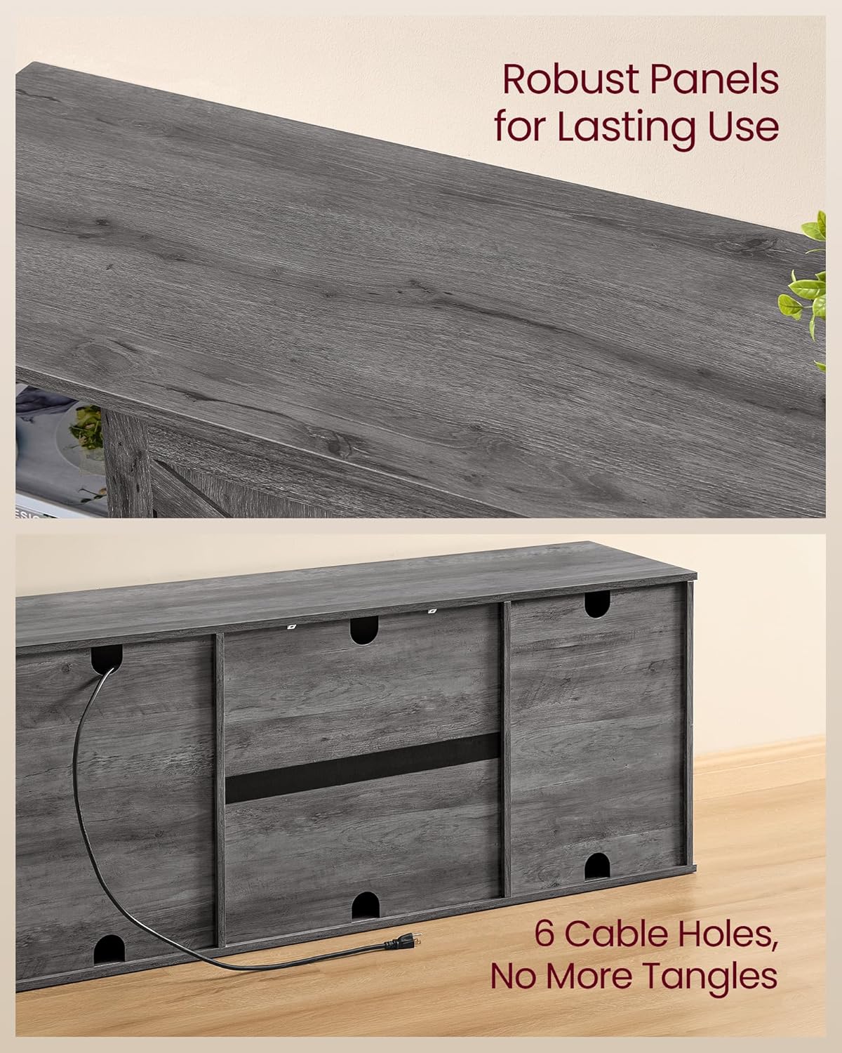 VASAGLE Farmhouse TV Stand for TVs up to 65 Inches, Entertainment Center with Storage Cabinets and Sliding Barn Doors, Media Console Table for Living Room, Grey ULTV535G101