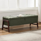 48" Ottoman with Storage,Storage Ottoman Bench with Hinge, Upholstered Entryway Bench with Seating for Bedroom, Living Room, Green