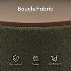 Zihanhome 30 Inch Round Storage Ottoman Coffee Table, Modern Boucle Ottoman with Lift-Off Lid and Solid Wood Legs for Living Room, Bedroom, Corners, Apartments (Green)