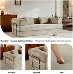 ZEIINPA Corduroy Floor Sofa Bed, Convertible Folding Couch Bed with Fixed-Shape Frame and Armrest for Living Room Bedroom Lounge Studio-Beige