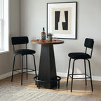 Tribesigns Round Bar Table, 37.4" High Pub Table with Metal Footrest, Drink Bar Station for Small Bars, Dining Room, Kitchen, Brown and Black