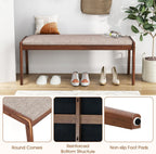 Giantex 45" Upholstered Entryway Bench with Rubber Wood Legs & Fabric Padded Seat, 400Lbs Capacity, Farmhouse Dining Bench for End of Bed, Hallway, Bedroom, Kitchen, Dining Room, Beige