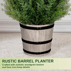VIVATREES 4FT Artificial Cedar Topiary Trees with Rustic Barrel Planter, Outdoor Indoor Realistic Faux Pine Shrubs Plants, Fake Cypress Trees for Home Offices Porch Decor, Set of 2