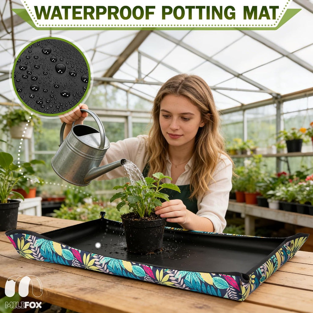 Repotting Mat, Potting Mat for Indoor Plants, 29.5" x 43.3" Waterproof Repotting Tray for Plant Transplanting and Mess Control, Potting Tray for Gardening Lovers