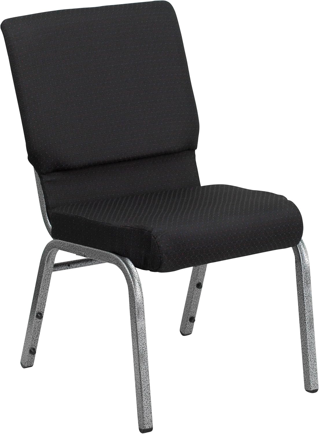 Flash Furniture HERCULES Series 18.5''W Stacking Church Chair in Black Patterned Fabric - Silver Vein Frame, 25"D x 19.25"W x 33.25"H