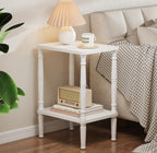 LUCKNOCK Small Side Table for Small Spaces, Vintage End Table, Narrow Couch Side Table with Storage, Skinny Nightstand Bedside Table for Bedroom, Living Room, Farmhouse, No-Tool Assembly. (White)