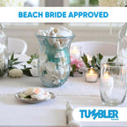 Tumbler Home White Sea Shell Mix with Aqua Sea Glass | Set Contains 1.5 lbs of Seashells and Seaglass | Beach Decor, Crafts, Wedding, Vase Filler