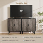 Sideboard Buffet Cabinet with Storage, Kitchen Storage Cabinet with Adjustable Shelf, 2-Door Console Table Accent Cabinet for Living Dining Room, Entryway, Hallway, Credenza, Coffee Liquor Bar, Grey