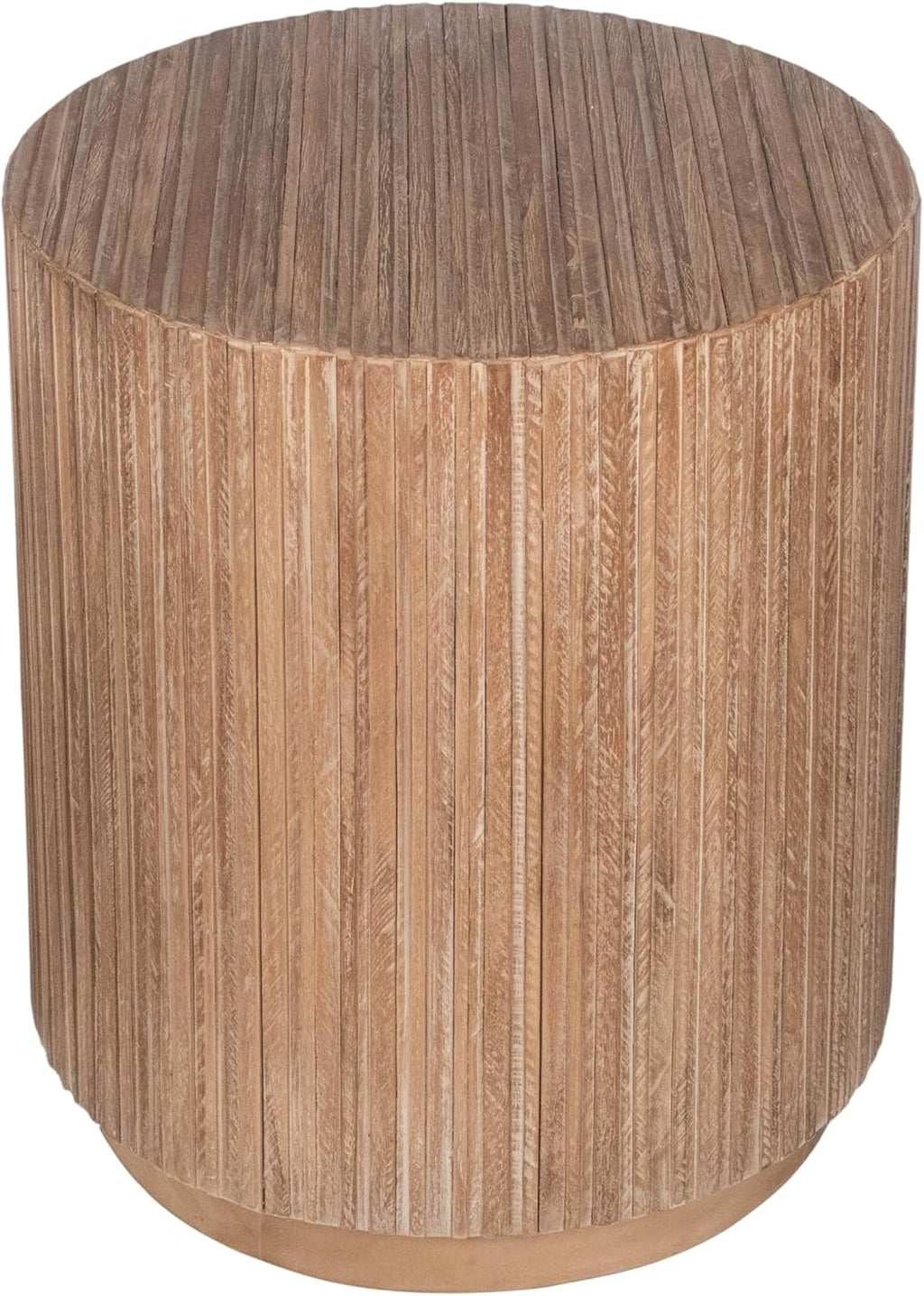 East at Main Monroe Natural Brown Teak End Table – Round Accent Table for Living Room, Bedroom, or Entryway – Solid Wood Handmade Nightstand for Coastal, Boho, and Modern Farmhouse Décor