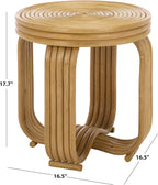 SAFAVIEH Furniture - Asleesh Round Accent Table - Natural Rattan - Fully Assembled - Ideal for Living Room, Bedroom, 16.5" W x 16.5" D x 17.7" H (ACC9901A)