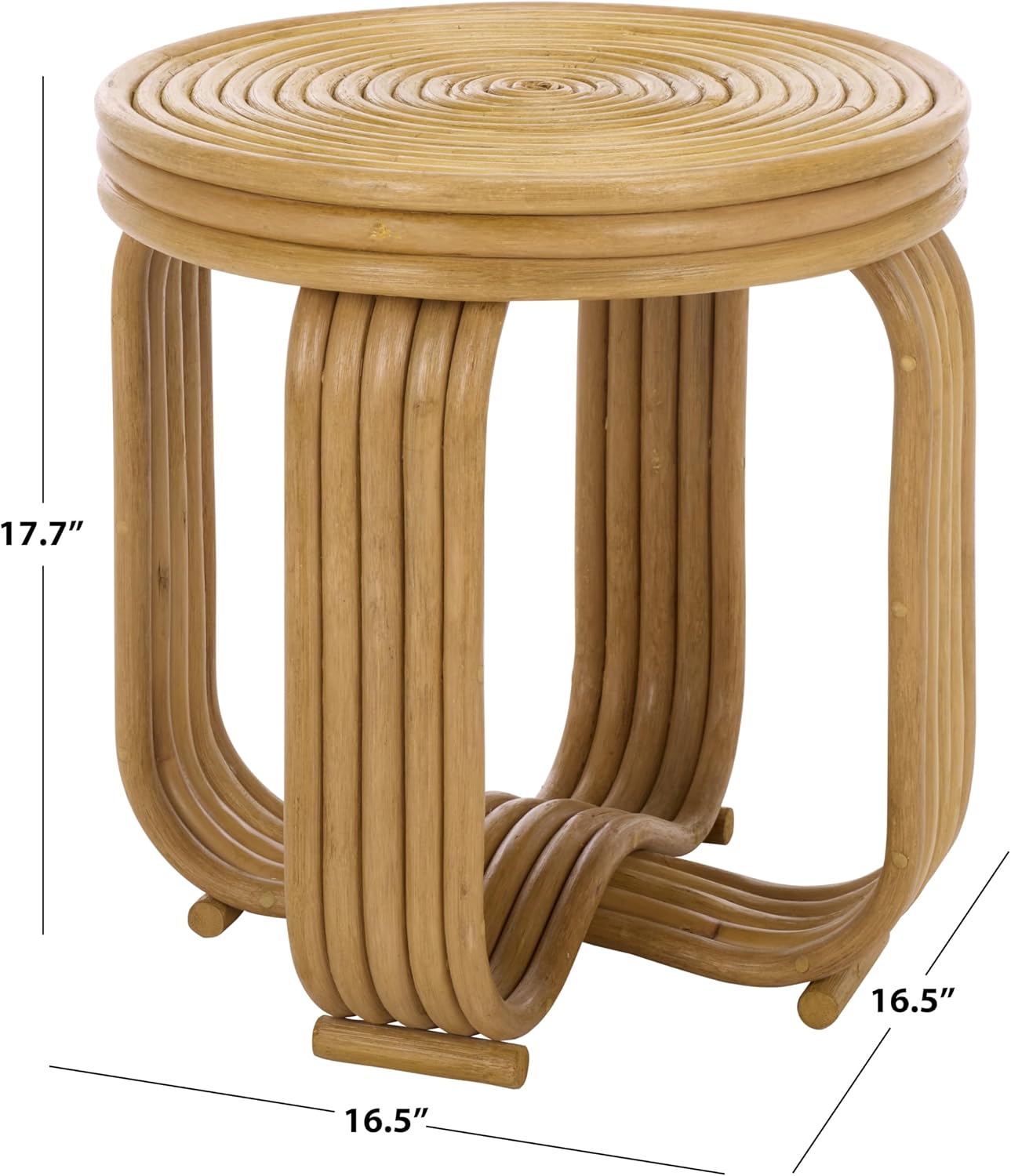 SAFAVIEH Furniture - Asleesh Round Accent Table - Natural Rattan - Fully Assembled - Ideal for Living Room, Bedroom, 16.5" W x 16.5" D x 17.7" H (ACC9901A)